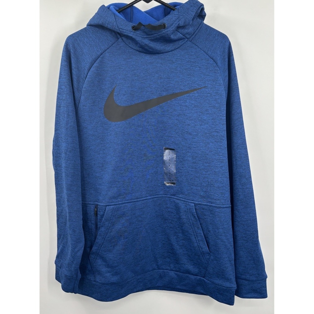 NEW Nike Therma-FIT Blue Hoodie Pullover Pocket Size Large